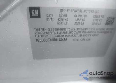 2011 Cadillac Cts Standard z USA, uszkodzony, nr VIN 1G6DC5EY8B0143434